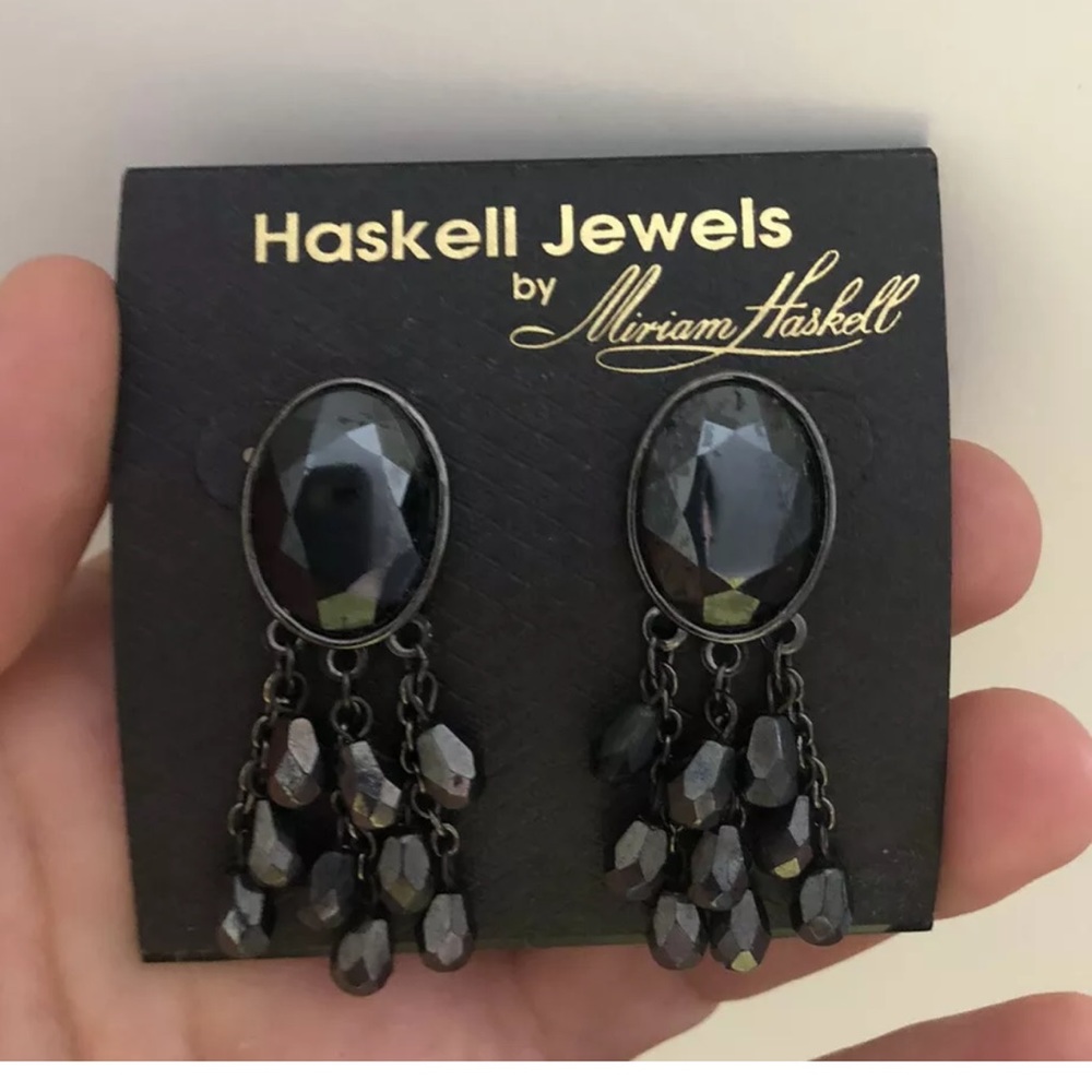 Vintage Miriam Haskell Pierced Dangle Earrings